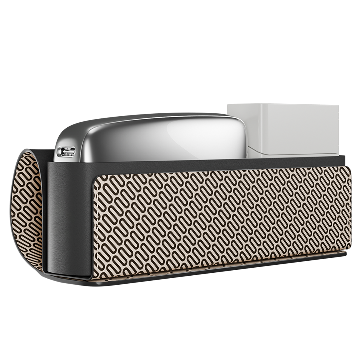 Кожаный органайзер для устройства - Бежевый с принтом