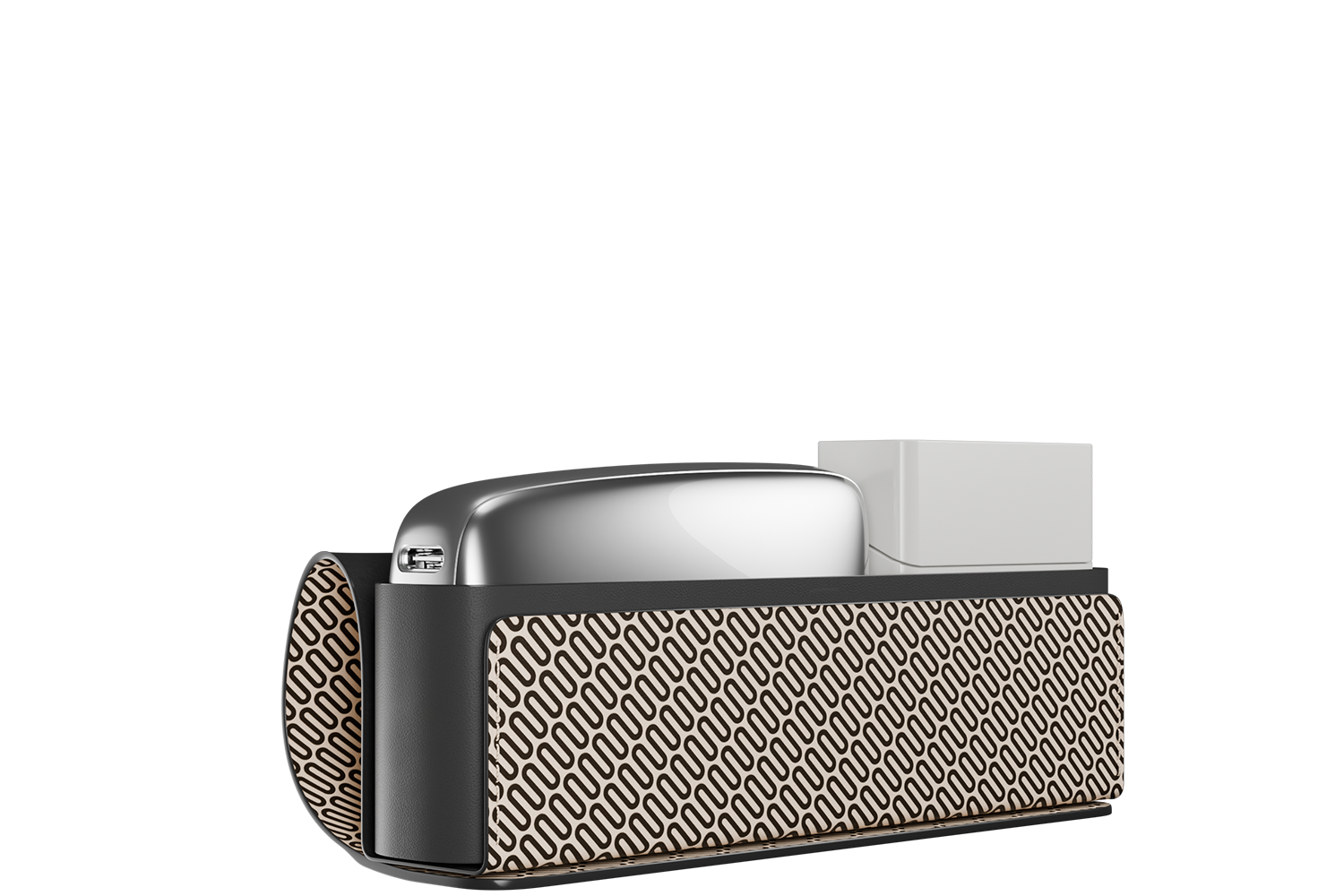 Кожаный органайзер для устройства - Бежевый с принтом